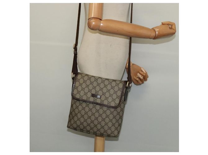 Borsa a spalla GG Supreme in PVC beige e argento di GUCCI 223666 Auth ep10605 - vista 22