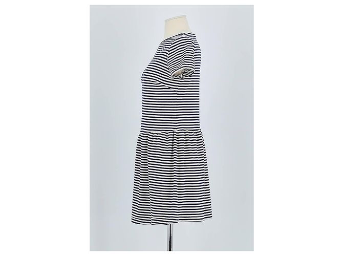 Autre Marque Vestido de algodón azul marino - vista 5