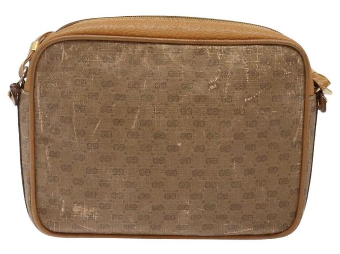 Gucci Borsa a Spalla Micro GG Supreme PVC Beige Oro 007 904 0423 Auth bs29068 D'oro - vista 3