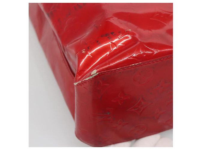 LOUIS VUITTON Monogram Vernis Reade MM Borsa a Mano Rossa M91086 LV Auth 140955 Rosso - vista 14