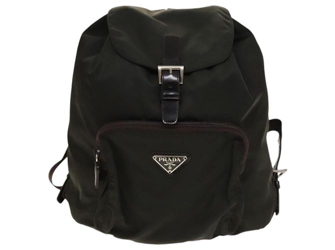 PRADA Backpack Nylon Khaki Silver Auth 140623 Silvery - view 2