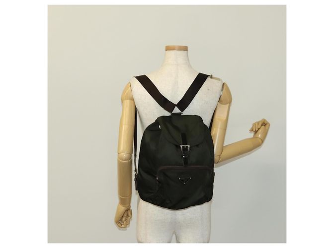 PRADA Backpack Nylon Khaki Silver Auth 140623 Silvery - view 25