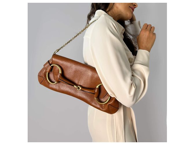 Gucci Borsa a spalla in pelle piccola Horsebit 1955 marrone - vista 2