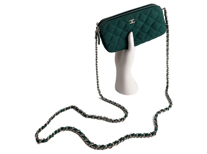Timeless Chanel Handyhalter Mini Stoffgepolsterte Clutch Grün - Ansicht 10