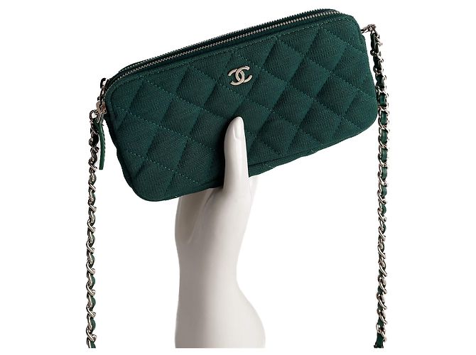 Timeless Chanel Handyhalter Mini Stoffgepolsterte Clutch Grün - Ansicht 11