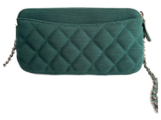 Timeless Chanel Handyhalter Mini Stoffgepolsterte Clutch Grün - Ansicht 3