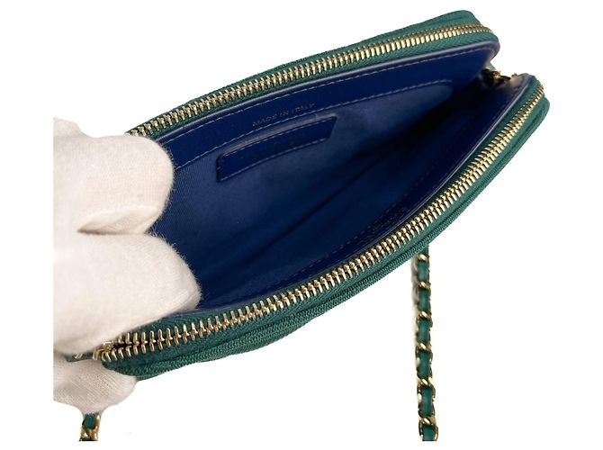 Timeless Chanel Handyhalter Mini Stoffgepolsterte Clutch Grün - Ansicht 6