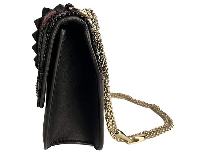 Valentino Garavani Borsa a spalla grande in pelle di vitello ricamata Rockstud Glam lock nera Nero - vista 7