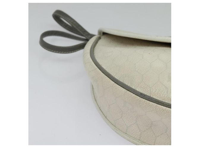 Christian Dior Borsa a spalla in tela a nido d'ape PVC bianco oro Auth BA5312 D'oro - vista 10