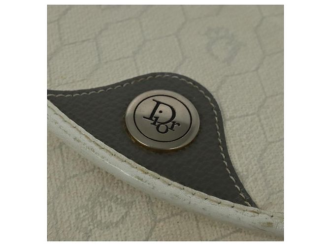 Christian Dior Borsa a spalla in tela a nido d'ape PVC bianco oro Auth BA5312 D'oro - vista 14