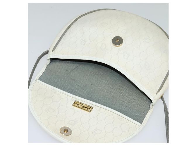 Christian Dior Borsa a spalla in tela a nido d'ape PVC bianco oro Auth BA5312 D'oro - vista 15
