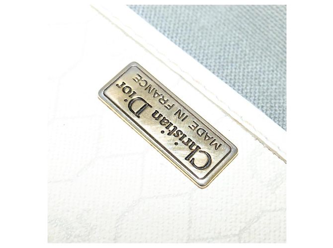 Christian Dior Borsa a spalla in tela a nido d'ape PVC bianco oro Auth BA5312 D'oro - vista 16