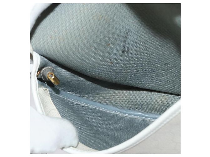 Christian Dior Borsa a spalla in tela a nido d'ape PVC bianco oro Auth BA5312 D'oro - vista 19