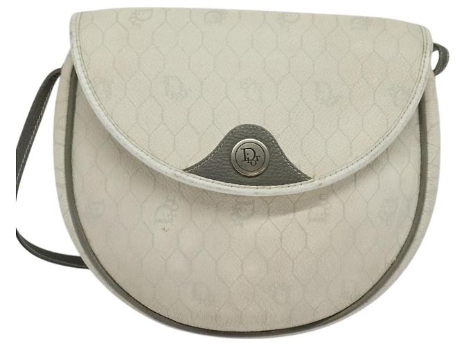 Christian Dior Borsa a spalla in tela a nido d'ape PVC bianco oro Auth BA5312 D'oro - vista 2