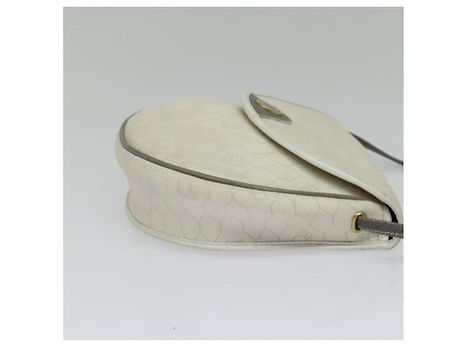 Christian Dior Borsa a spalla in tela a nido d'ape PVC bianco oro Auth BA5312 D'oro - vista 5