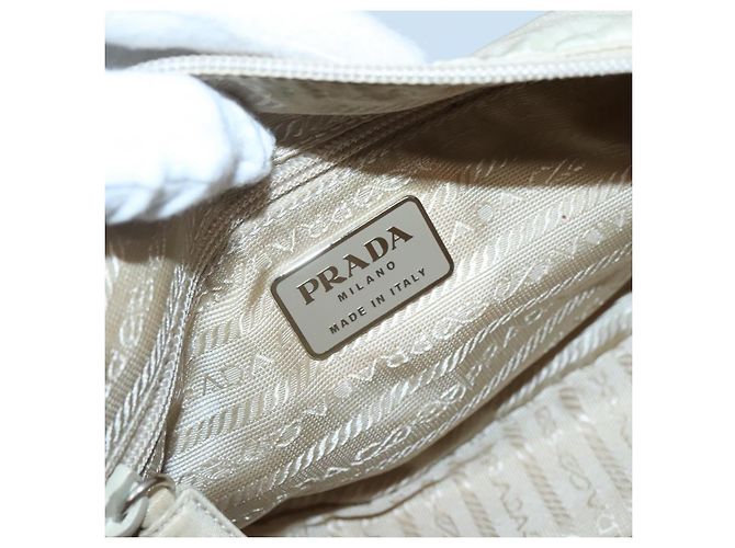 Borsa a Spalla PRADA Nylon Beige Argento Autentica 140483 - vista 19