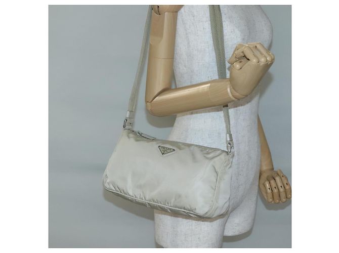 Borsa a Spalla PRADA Nylon Beige Argento Autentica 140483 - vista 23