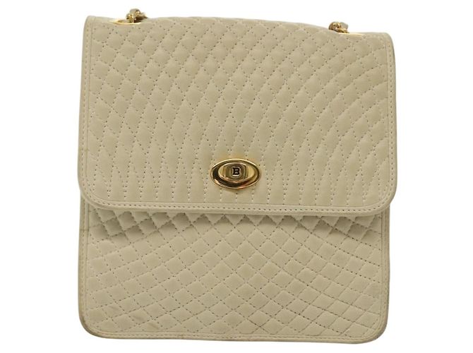 BALLY Borsa a Spalla con Catena Pelle Avorio Oro Auth 140275 D'oro Crudo - vista 13