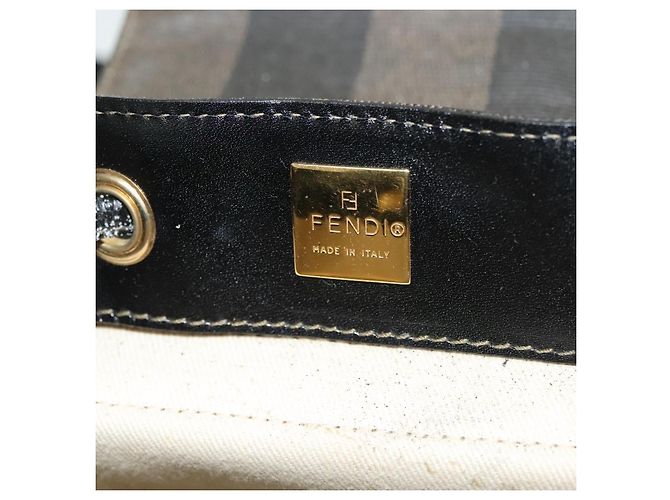 Pequin FENDI Pecan Canvas Rucksack PVC Braun Schwarz Gold Auth 139650 Golden - Ansicht 21