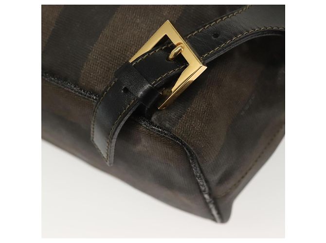 Pequin FENDI Pecan Canvas Rucksack PVC Braun Schwarz Gold Auth 139650 Golden - Ansicht 8