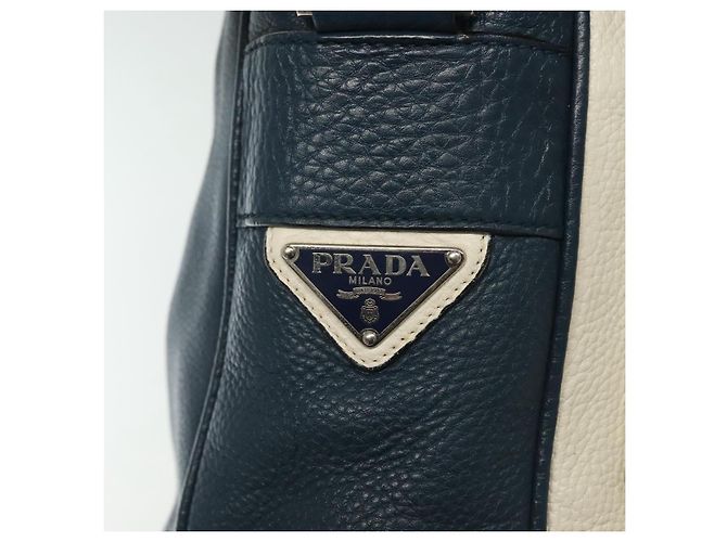 Borsa a Spalla PRADA in Pelle Bianca Blu Argento Autentica bs29256 Bianco - vista 17