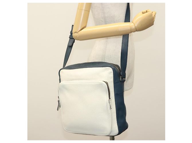 Borsa a Spalla PRADA in Pelle Bianca Blu Argento Autentica bs29256 Bianco - vista 23