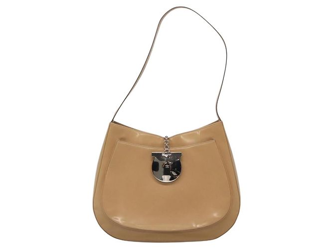 Borsa a Spalla Salvatore Ferragamo Smalto Beige Argento Auth bs29120 - vista 2