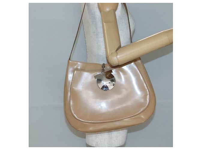 Borsa a Spalla Salvatore Ferragamo Smalto Beige Argento Auth bs29120 - vista 22