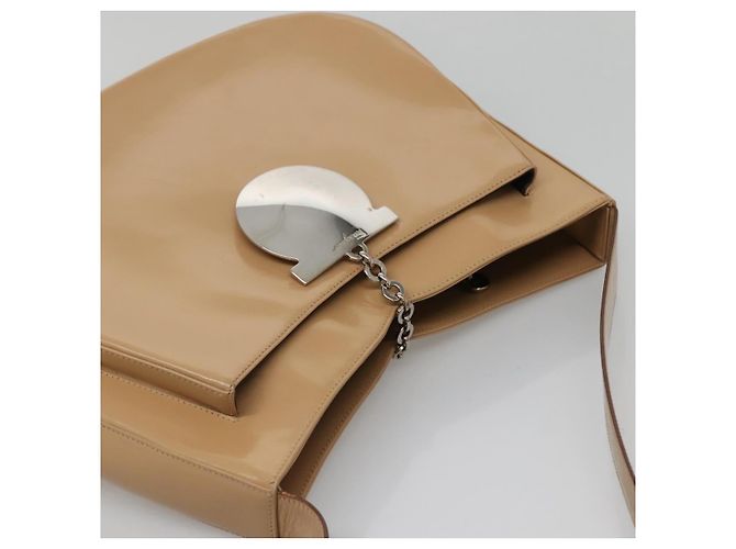 Borsa a Spalla Salvatore Ferragamo Smalto Beige Argento Auth bs29120 - vista 6