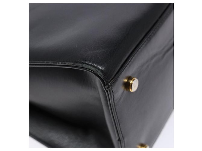 Borsa a Spalla Gancini in Pelle Nera e Oro Salvatore Ferragamo Auth 140104 Nero D'oro - vista 11