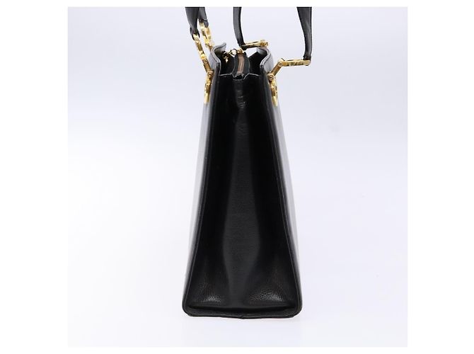 Borsa a Spalla Gancini in Pelle Nera e Oro Salvatore Ferragamo Auth 140104 Nero D'oro - vista 4