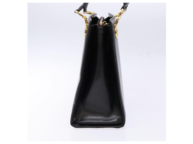 Borsa a Spalla Gancini in Pelle Nera e Oro Salvatore Ferragamo Auth 140104 Nero D'oro - vista 5