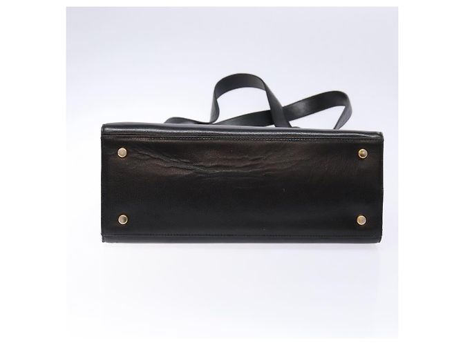 Borsa a Spalla Gancini in Pelle Nera e Oro Salvatore Ferragamo Auth 140104 Nero D'oro - vista 9