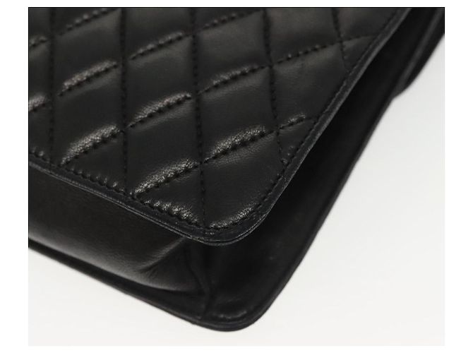 BALLY Bolsa de Ombro com Corrente Couro Preto Dourado Auth 142113 - vista 16