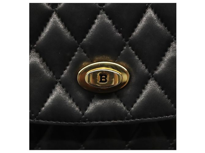 BALLY Bolsa de Ombro com Corrente Couro Preto Dourado Auth 142113 - vista 17