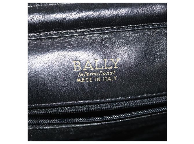 BALLY Bolsa de Ombro com Corrente Couro Preto Dourado Auth 142113 - vista 18