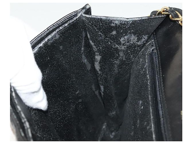 BALLY Bolsa de Ombro com Corrente Couro Preto Dourado Auth 142113 - vista 20