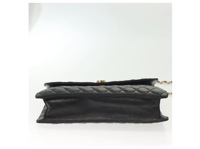 BALLY Bolsa de Ombro com Corrente Couro Preto Dourado Auth 142113 - vista 5