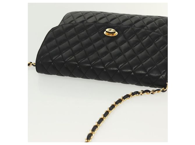BALLY Bolsa de Ombro com Corrente Couro Preto Dourado Auth 142113 - vista 6