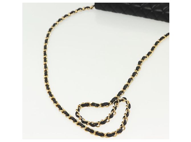 BALLY Bolsa de Ombro com Corrente Couro Preto Dourado Auth 142113 - vista 7