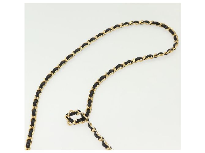 BALLY Bolsa de Ombro com Corrente Couro Preto Dourado Auth 142113 - vista 8