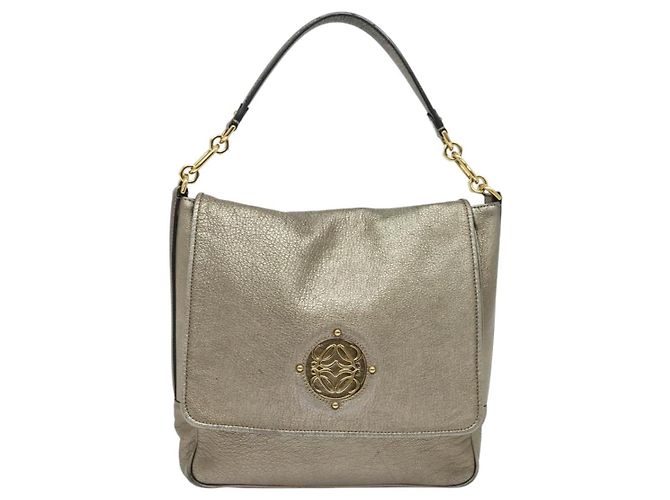 LOEWE Borsa a Spalla Anagram Pelle Dorata Auth yk19406 D'oro - vista 13