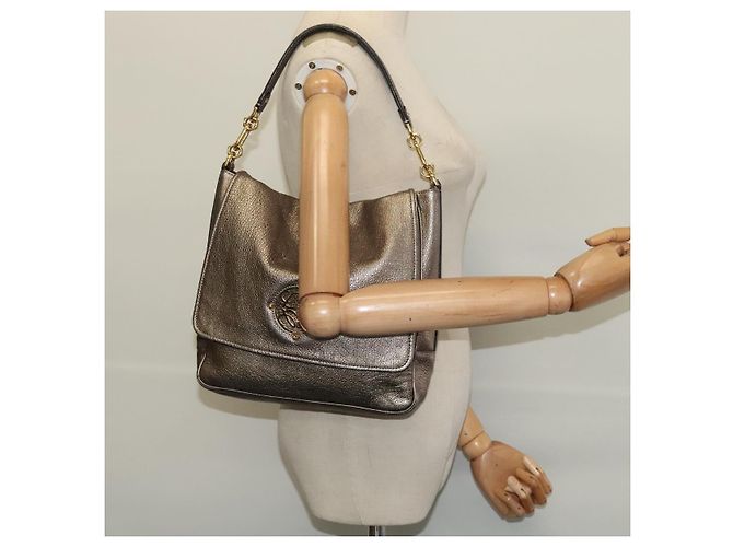 LOEWE Borsa a Spalla Anagram Pelle Dorata Auth yk19406 D'oro - vista 22