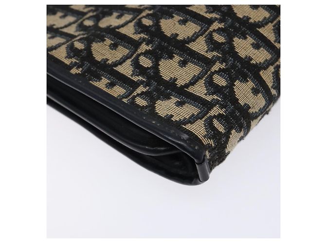 Borsa Clutch in Tela Trotter Christian Dior Blu Oro Auth 140289 - vista 11