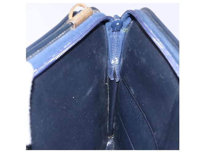Borsa Clutch in Tela Trotter Christian Dior Blu Oro Auth 140289 - vista 16