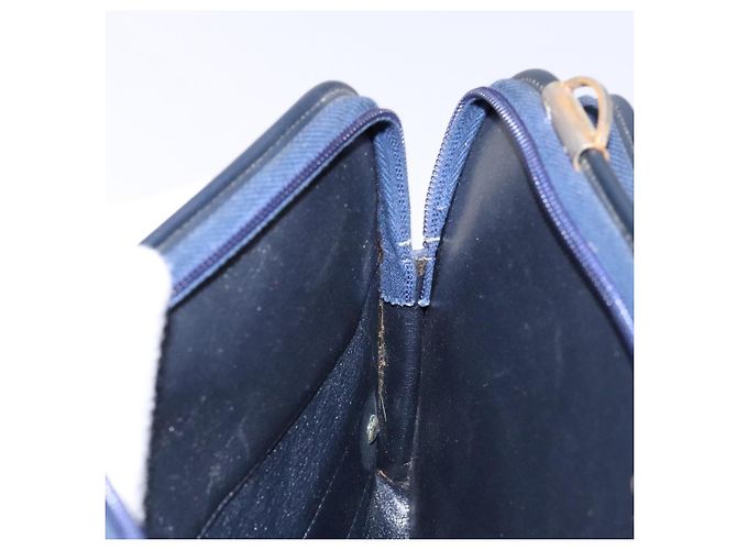 Borsa Clutch in Tela Trotter Christian Dior Blu Oro Auth 140289 - vista 17