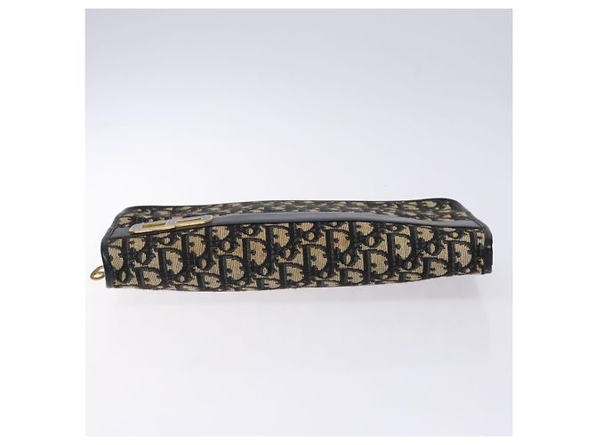 Borsa Clutch in Tela Trotter Christian Dior Blu Oro Auth 140289 - vista 7