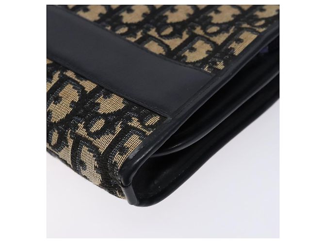 Borsa Clutch in Tela Trotter Christian Dior Blu Oro Auth 140289 - vista 8