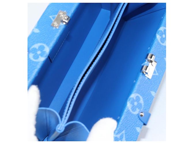 LOUIS VUITTON Monogram Clouds Trunk Clutch Blu Bianco M20403 Auth 140899SM - vista 10