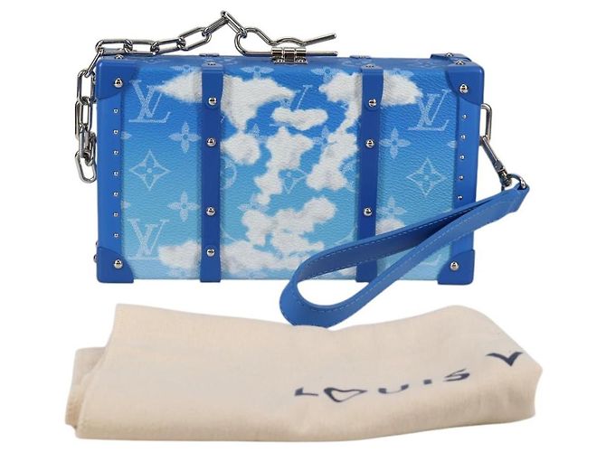 LOUIS VUITTON Monogram Clouds Trunk Clutch Blu Bianco M20403 Auth 140899SM - vista 12